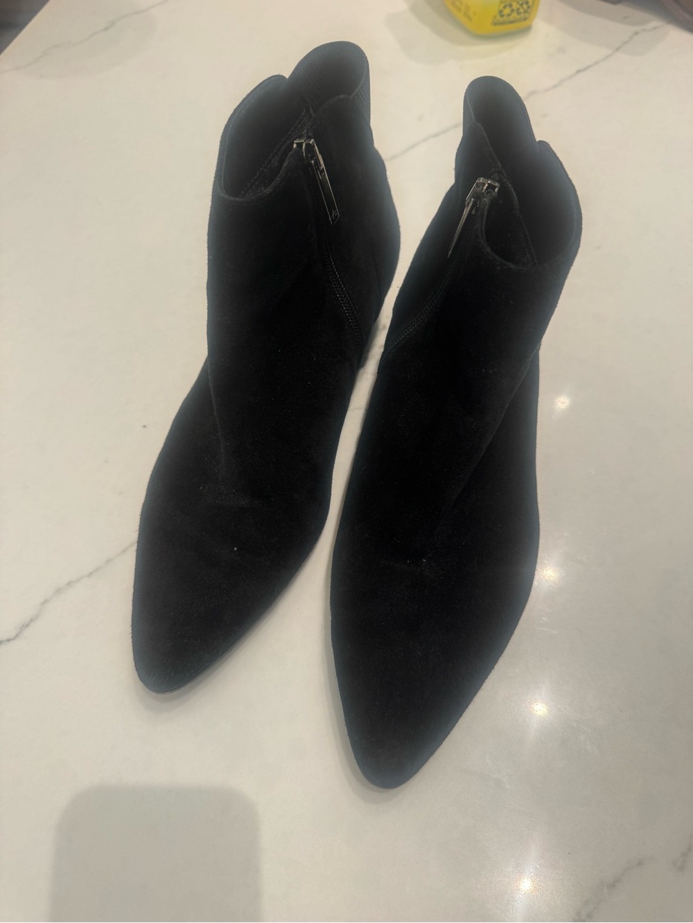 Aquatalia Black Suede Pointed-Toe Ankle Booties